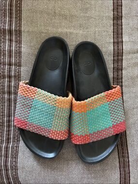 Woven Multicolor Slide Sandals